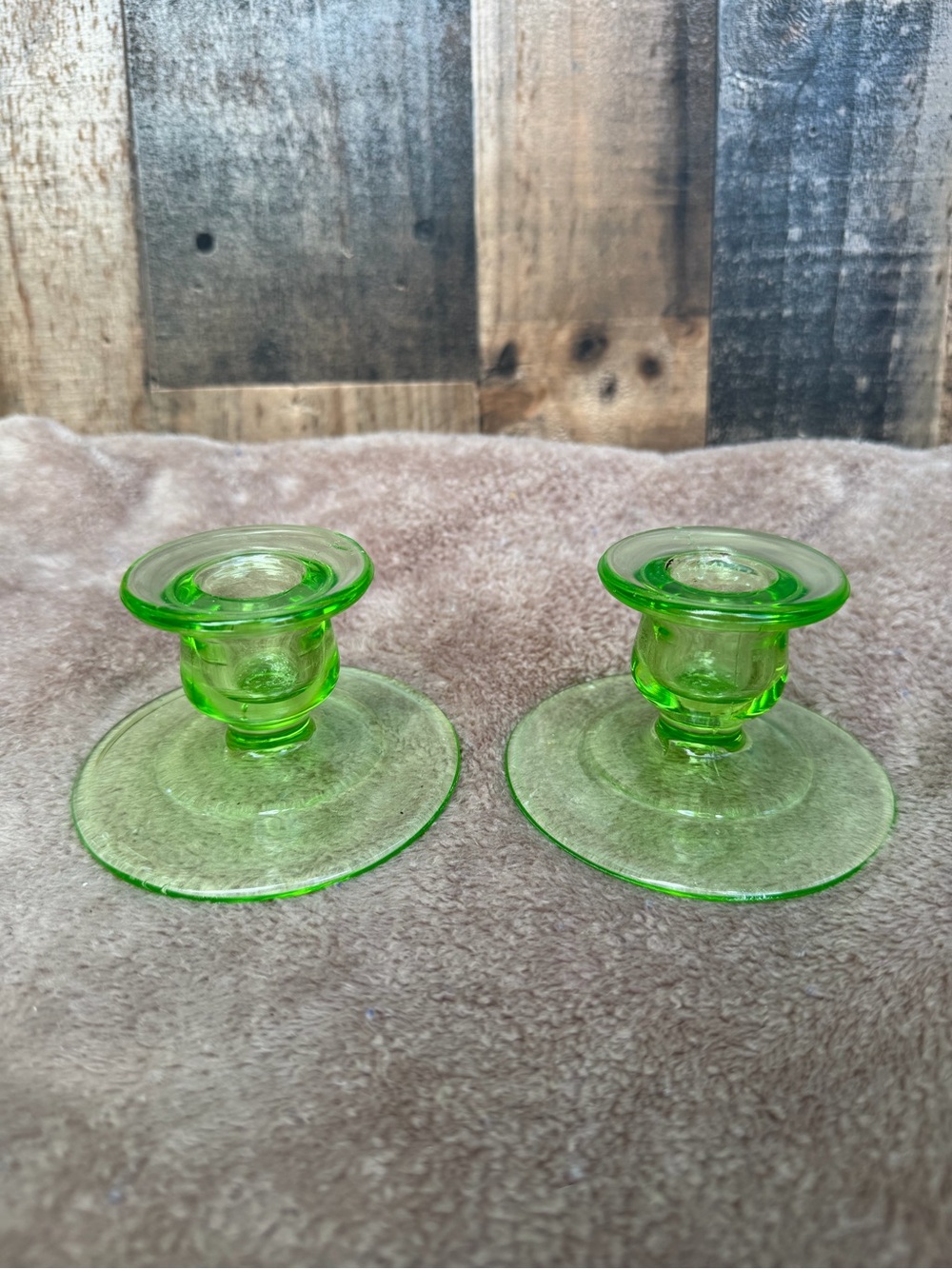 Uranium glass candle holders